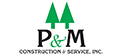 P&M Construction logo showing 2 green trees